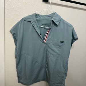 Mediclo Tencel Capri Collared Scrub Top (boxy fit) - XXS, Stone Blue